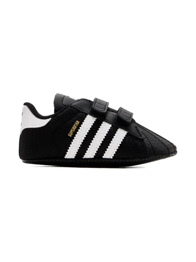 Adidas Originals Superstar Touch-strap Pre-walkers In Black