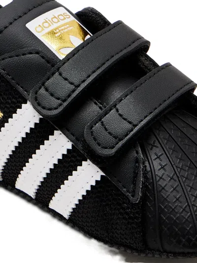 Adidas Originals Superstar Touch-strap Pre-walkers In Black
