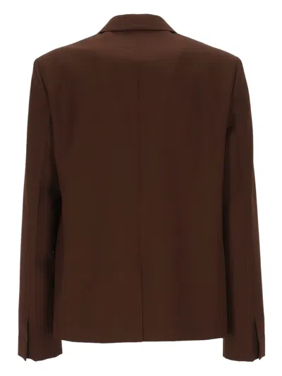 Gucci Wool Twill Single-breasted Jacket In Brown