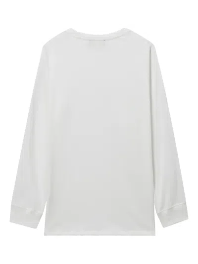 Mini Cream Long-sleeve Stripe T-shirt In White
