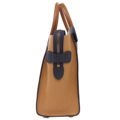 Pre-owned Celine Luggage Brown Navy White Leather Tote Bag ()