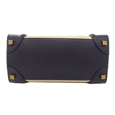 Pre-owned Celine Luggage Brown Navy White Leather Tote Bag ()