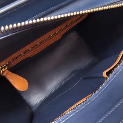 Pre-owned Celine Luggage Brown Navy White Leather Tote Bag ()