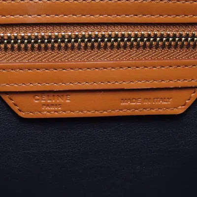 Pre-owned Celine Luggage Brown Navy White Leather Tote Bag ()