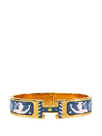 Pre-owned Hermes 2010-2025 Narrow Enamel Sous Le Charm D Orphee Clic H Bracelet Pm Costume Bracelet In Blue