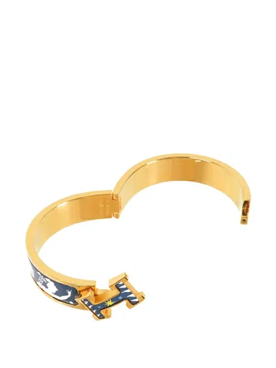 Pre-owned Hermes 2010-2025 Narrow Enamel Sous Le Charm D Orphee Clic H Bracelet Pm Costume Bracelet In Blue