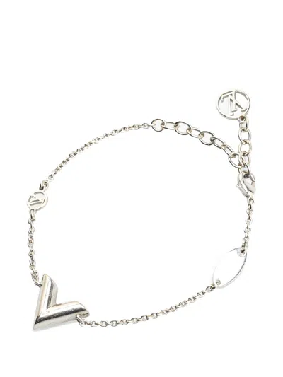 Pre-owned Louis Vuitton 2023 Silver Plated Essential V Supple Bracelet Costume Bracelet