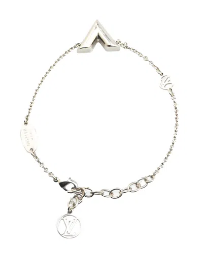 Pre-owned Louis Vuitton 2023 Silver Plated Essential V Supple Bracelet Costume Bracelet
