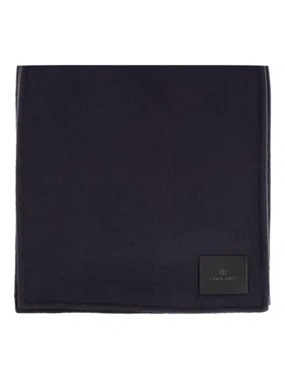 Anine Bing Logo-patch Scarf In Black
