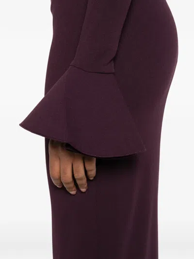 Solace London Anica Off-shoulder Flared Maxi Dress In Purple