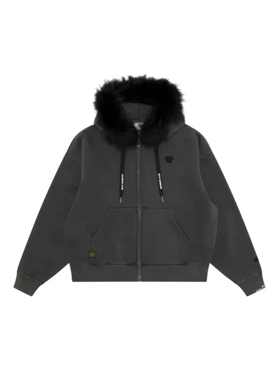 Aape By A Bathing Ape Ribbed-hem Hoodie In Gray