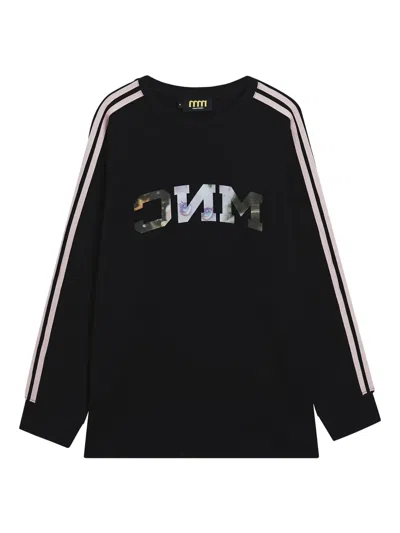 Mini Cream Long-sleeve Stripe T-shirt In Black