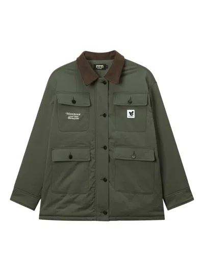 Mini Cream Buttoned Pocket Jacket In Green