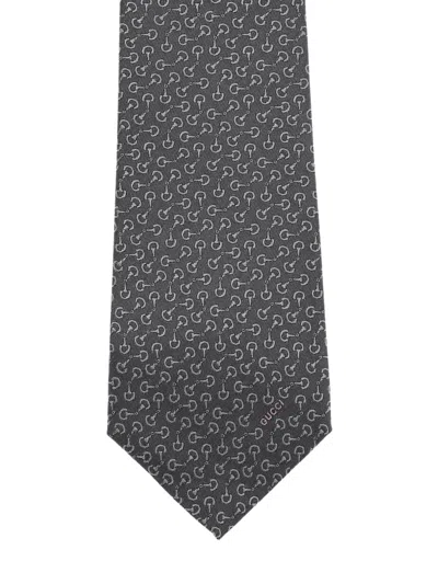 Gucci Silk Patterned Tie In Black