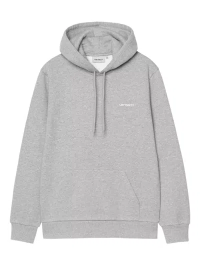 Carhartt Script Embroidery-logo Hoodie In Gray