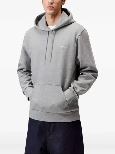 Carhartt Script Embroidery-logo Hoodie In Gray