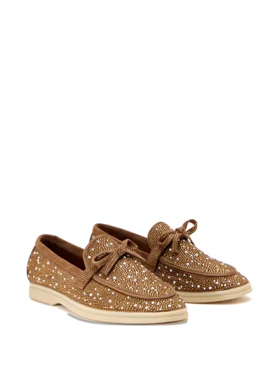 Nicoli Aurelia Embellished Bow-detail Loafers In Brown