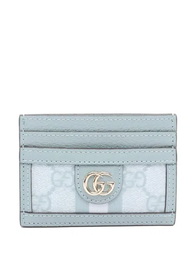 Pre-owned Gucci Gg Supreme Ophidia Card Case In Blue