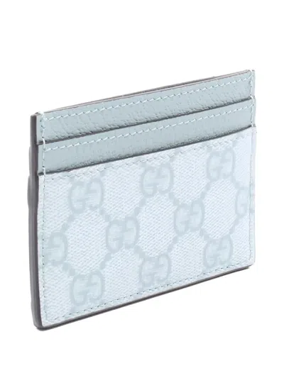 Pre-owned Gucci Gg Supreme Ophidia Card Case In Blue