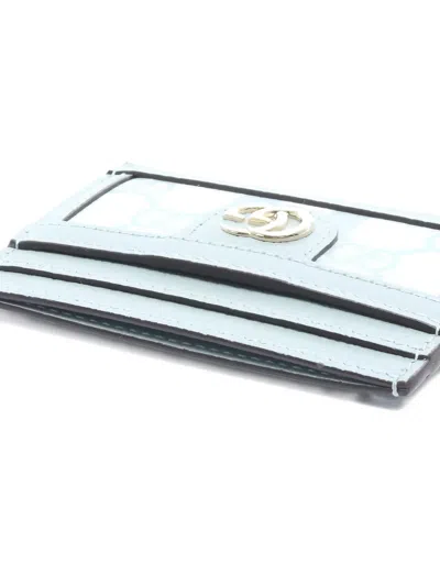 Pre-owned Gucci Gg Supreme Ophidia Card Case In Blue