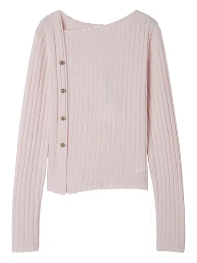 B+ab Buttoned Ribbed T-shirt In Pink