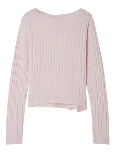 B+ab Buttoned Ribbed T-shirt In Pink
