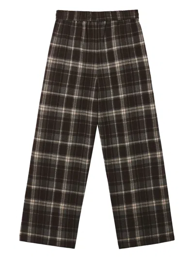 B+ab Elastic-waistband Checked Trousers In Brown