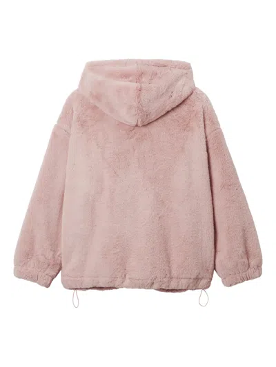 Mini Cream Hooded Appliqué Jacket In Pink