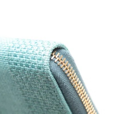 Pre-owned Chanel Blue Turquoise Canvas Long Wallet (bi-fold) () In Multi