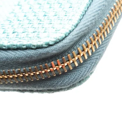 Pre-owned Chanel Blue Turquoise Canvas Long Wallet (bi-fold) () In Multi