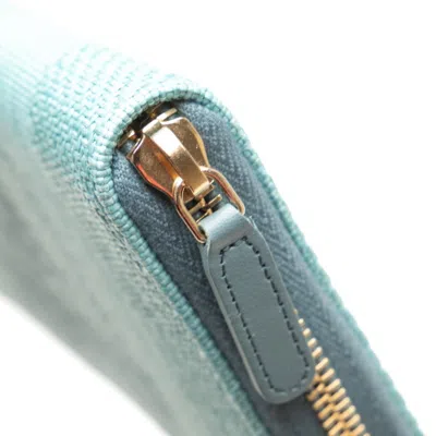 Pre-owned Chanel Blue Turquoise Canvas Long Wallet (bi-fold) () In Multi