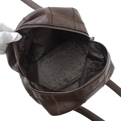 Pre-owned Chanel Brown Grained Calfskin Boston Bag Handbag Shoulder Bag ()