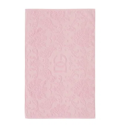 Dolce & Gabbana Casa Cotton Jacquard Bath Mat In Pink