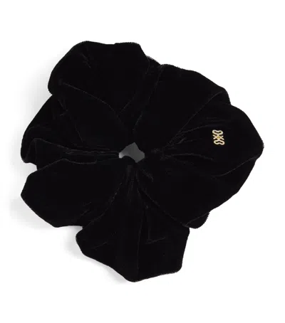 Sandro Velvet Logo Scrunchie In Black