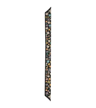Dolce & Gabbana Silk Jewellery Print Skinny Scarf In Black