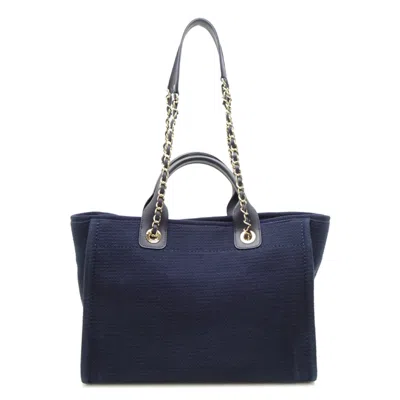 Pre-owned Chanel Navy Canvas Pouch Shoulder Bag () In Blue