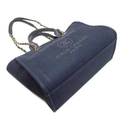 Pre-owned Chanel Navy Canvas Pouch Shoulder Bag () In Blue