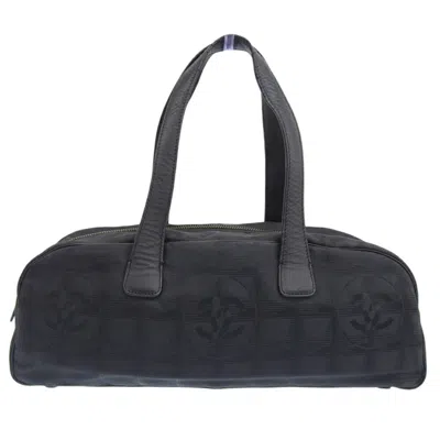 Pre-owned Chanel New Travel Line Black Canvas Boston Bag Handbag ()