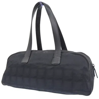 Pre-owned Chanel New Travel Line Black Canvas Boston Bag Handbag ()
