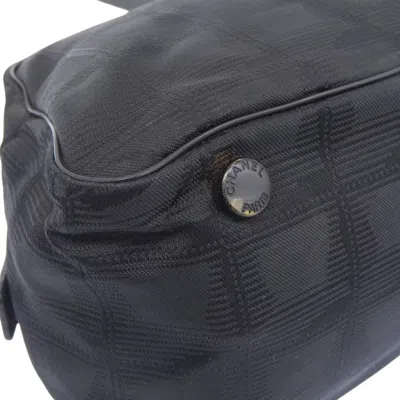 Pre-owned Chanel New Travel Line Black Canvas Boston Bag Handbag ()