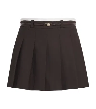 Maje Pleated Mini Skort In Brown