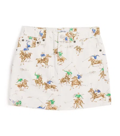 Ralph Lauren Printed Denim Skirt In White