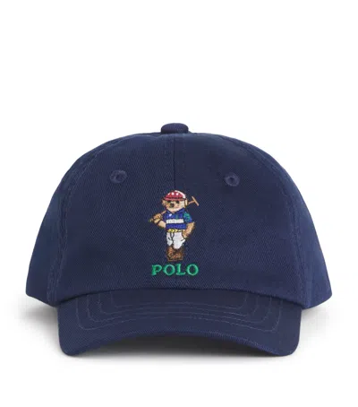 Ralph Lauren Cotton Polo Bear Baseball Cap In Blue