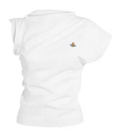 Vivienne Westwood Asymmetric Organic Cotton Top With Gathered Detailing In White