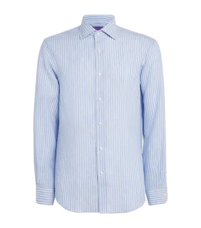 Ralph Lauren Linen Stripe Shirt In Blue