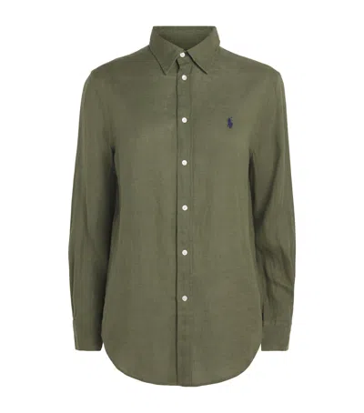 Polo Ralph Lauren Long Sleeve Shirt Collared Neck Buttons In Green