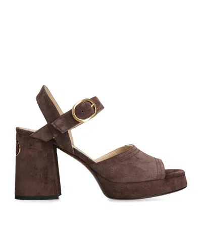 Valentino Suede Fawcette Heeled Sandals 90 In Brown