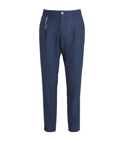 Paul & Shark Loro Piana Virgin Wool-silk-blend Jersey Chinos In Blue