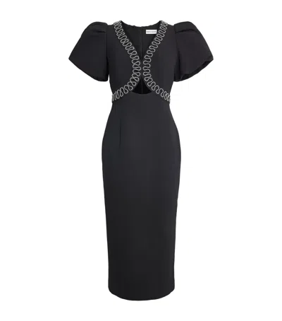 Rebecca Vallance Nyx Crystal-embellished Cutout Crepe Midi Dress In Black