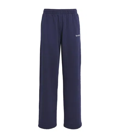 Sporty And Rich Cotton Signature Embroidered Sweatpants In Blue